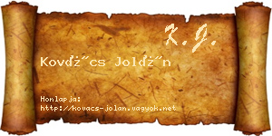 Kovács Jolán névjegykártya