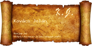 Kovács Jolán névjegykártya