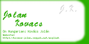 jolan kovacs business card